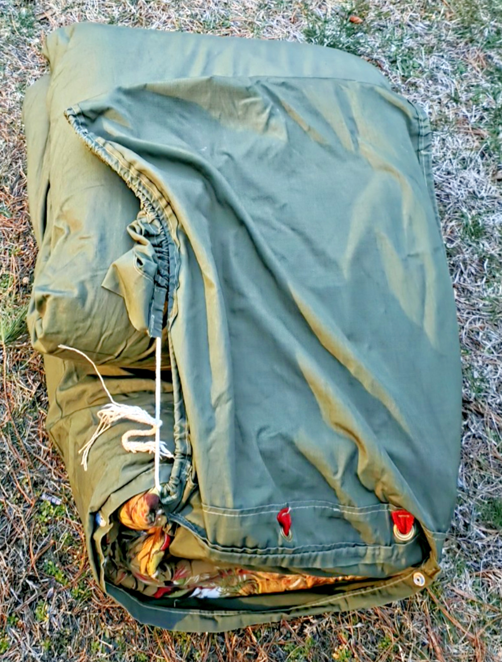 Coleman Vtg Duck Goose Hunting Sleeping Bag Flannel Lined 75x72 Camping USA